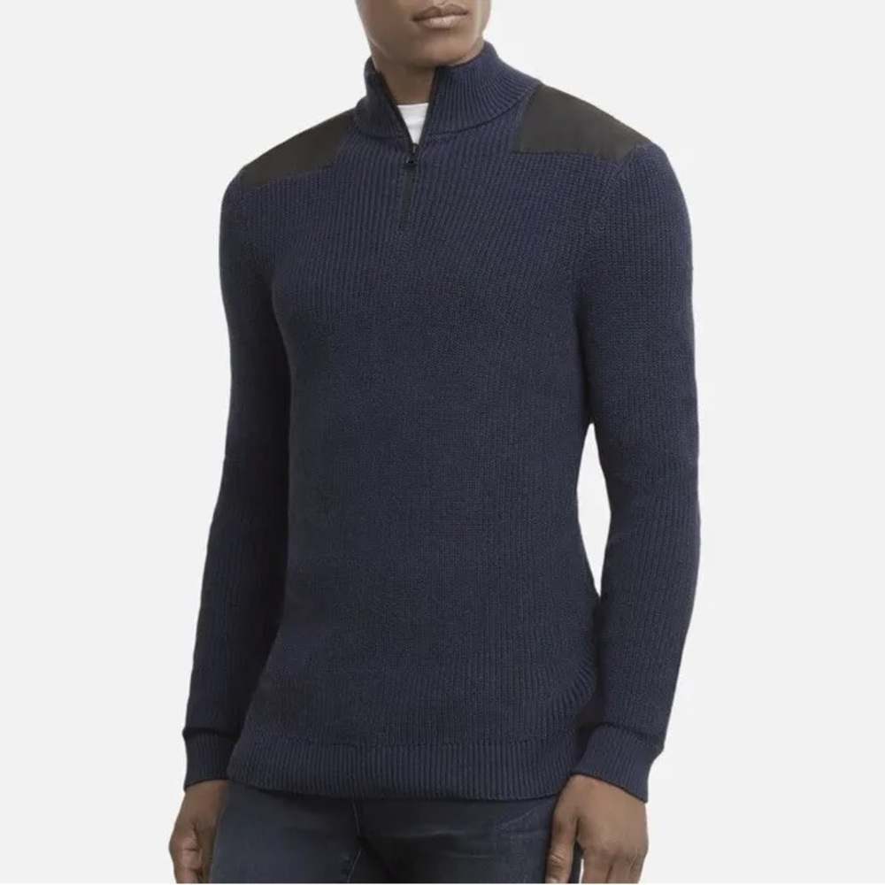 Kenneth Cole Men's Quarter Zip Ribbed Mock Neck Sweater XL